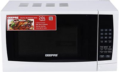 Geepas 20L 1200W Digital Microwave Oven, White, GMO1895 Geepas 20L 1200W Digital Microwave Oven, White, GMO1895