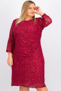 Womens Plus Size Lace Sequin Sheath Dress  Maroon