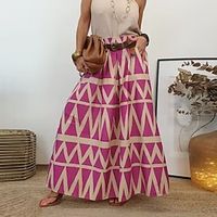 Women's Skirt A Line Swing Long Skirt Maxi Fuchsia Skirts Fall  Winter Pocket Print Fashion Casual Street Daily M L XL Lightinthebox - thumbnail