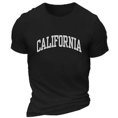 Letter California Black White Burgundy T shirt Tee Men's Graphic Cotton Blend Shirt Sports Classic Shirt Short Sleeve Comfortable Tee Sports Outdoor Holiday Summer Fashion Designer Clothing S M L XL Lightinthebox