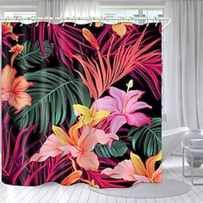 Bathroom Deco Shower Curtain with Hooks Bathroom Decor Waterproof Fabric Shower Curtain Set with12 Pack Plastic Hooks miniinthebox