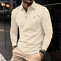 Men's Polo Shirt Button Up Polos Casual Holiday Classic Long Sleeve Fashion Basic Plain Quick Dry Summer Regular Fit Light Blue Black White Khaki Beige Coffee Polo Shirt Lightinthebox - thumbnail