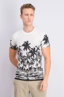 Mens Palm Tree Print Tee  White/Black - thumbnail