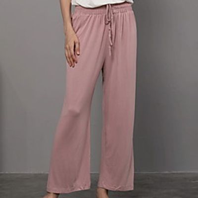 Women's Chino Outdoor Casual Home Pants Pants Plain Full Length Drawstring Black Blushing Pink Light gray Gray miniinthebox