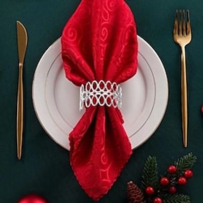 10pc Christmas Kitchen Deco Napkin Ring High-End Hotel Towel Ring Gold Hollow Napkin Ring Napkin Ring Napkin Ring Metal Napkin Buckle Lightinthebox