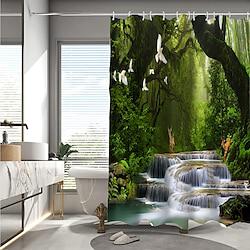 Forest Animals Flowing Streams Landscape Print Shower Curtain With Hook Modern Polyester Machined Waterproof Bathroom Lightinthebox