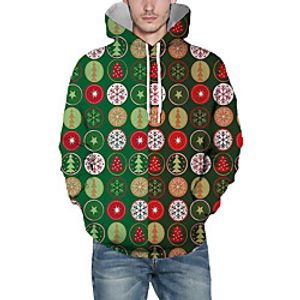 Men's Pullover Hoodie Sweatshirt Print Graphic 3D Hooded Christmas Daily 3D Print Christmas Hoodies Sweatshirts  Long Sleeve Green miniinthebox
