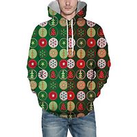 Men's Pullover Hoodie Sweatshirt Print Graphic 3D Hooded Christmas Daily 3D Print Christmas Hoodies Sweatshirts  Long Sleeve Green miniinthebox - thumbnail