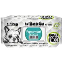 Absolute Pet Absorb Plus Antibacterial Pet Wipes Peppermint 80 Sheets