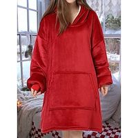 Women's Casual Dress Night Dress Midi Dress Daily Casual Pocket Solid Color Hooded Home Lounge Black Pink 2023 Fall Winter One-Size Lightinthebox - thumbnail