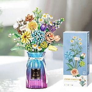 Mini Building Blocks Bouquet Set Creative DIY Mini Particle Building Blocks Plant Bouquet Collection Home Desktop Decor Romantic Gifts For Girls Birthday Christmas Gifts For Kids Adults Lightinthebox