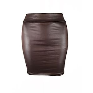 Women's Skirt Bodycon Faux Leather Wine Black Navy Blue Coffee Skirts Fall  Winter Fashion Elegant Casual Street Daily S M L Lightinthebox