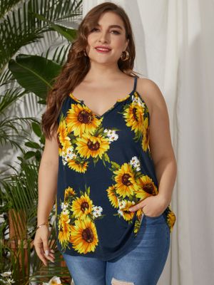 YOINS Plus Size V-neck Random Floral Print Cami YOINS Plus Size V-neck Random Floral Print Cami