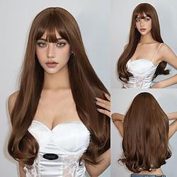 Synthetic Wig Uniforms Career Costumes Princess Bouncy Curl Deep Wave Middle Part Layered Haircut Machine Made Wig 26 inch Brown Synthetic Hair Women's Cosplay Party Fashion Brown Lightinthebox