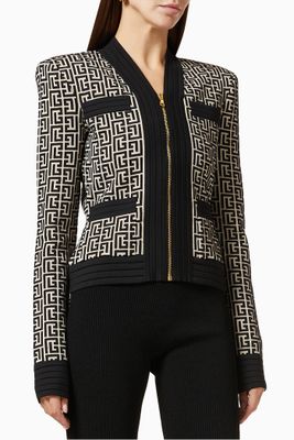 Zip Jacket in Monogram Jacquard Zip Jacket in Monogram Jacquard