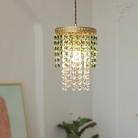 LED Pendant Light Modern Bedside Light Metal Crystal Green Transparent Dining Room Bar Metal Electroplated Cord Adjustable 110-240V Lightinthebox - thumbnail