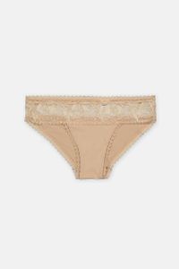 Womens Lace-Trim Bikini  Natural