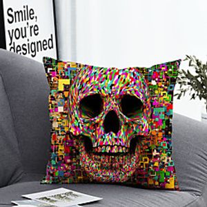 1 Pc Polyester Pillow Cover Skull Geometric 3D Simple Square Zipper Traditional Classic Lightinthebox
