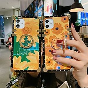 Luxury Square Phone Case For iPhone 12 Pro Max 11 SE 2020 X XR XS Max 8 7 Flower Pattern Back Cover with Ring Holder miniinthebox