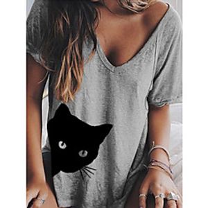 Women's T-shirt Animal Tops V Neck Daily Summer Purple Blushing Pink Beige S M L XL 2XL 3XL Lightinthebox