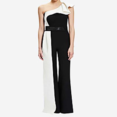 Women's Elegant Streetwear Party Party Evening One Shoulder Backless Black Jumpsuit Color Block Backless Lightinthebox