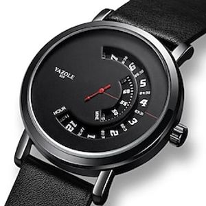 Oulm Women Men Quartz Watch Minimalist Sports Casual Wristwatch Hollow Skeleton Stopwatch Calendar Waterproof PU Leather Watch miniinthebox