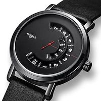 Oulm Women Men Quartz Watch Minimalist Sports Casual Wristwatch Hollow Skeleton Stopwatch Calendar Waterproof PU Leather Watch miniinthebox - thumbnail