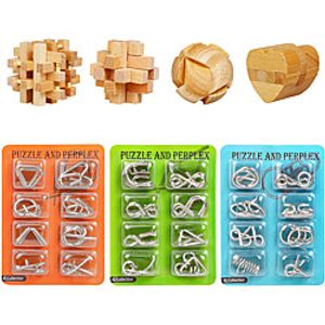 Brain Teaser Puzzles 28Pcs Unlock Interlock Game IQ Logic Test Wooden and Metal Puzzles 3D Puzzles Games for Kids and Adults 3D Unlock Interlock Puzzle Brain Teaser Educational Toy miniinthebox