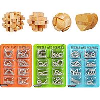 Brain Teaser Puzzles 28Pcs Unlock Interlock Game IQ Logic Test Wooden and Metal Puzzles 3D Puzzles Games for Kids and Adults 3D Unlock Interlock Puzzle Brain Teaser Educational Toy miniinthebox - thumbnail