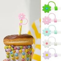 Silicone Straw Covers Cap Compatible with Stanley 3040 Oz Cup 10mm Cute Flower Straw Toppers for Tumblers Dust-Proof Drinking Straw Caps for Reusable Straws Tips Lids Lightinthebox - thumbnail