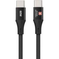 Swiss Military 60W C to C Braided Cable, 1 M, Black (SM-CB-CC60W-1M-BLK)