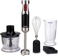 Sonashi SHB-179JBCW 4-in-1 Hand Blender Chopper Whisker Mixer, Black, SHB-179JBC