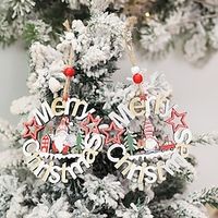 Christmas Scene Dress-Up Round Colorful Letters Wooden Pendant Christmas Tree Pendant. miniinthebox - thumbnail