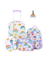Travelers Club 5 Pieces Kids Luggage Set with 360Â° 4 Wheel Spinner System Rainbow