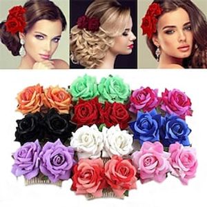 Bohemian Korean Version of the Hair Comb Hair Accessories Double Camellia Headdress Bride Hair Comb Lightinthebox