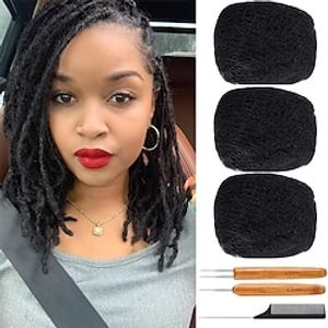 3 PACK Afro Kinky Bulk Human Hair For Dreadlock Extensions Repair LocsTwist Braiding 100% Natural Braiding Hair can be bleached and dyed 30Grams each bundles Total Without Crochet Hook and Comb Lightinthebox