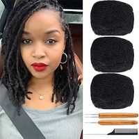 3 PACK Afro Kinky Bulk Human Hair For Dreadlock Extensions Repair LocsTwist Braiding 100% Natural Braiding Hair can be bleached and dyed 30Grams each bundles Total Without Crochet Hook and Comb Lightinthebox - thumbnail
