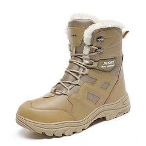 Men's Boots Snow Boots Hiking Boots Winter Shoes Tactical Boots Fleece lined Hiking Sporty Casual Outdoor PU Warm Comfortable Slip Resistant Mid-Calf Boots Lace-up Black Brown Fall Winter miniinthebox