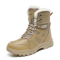 Men's Boots Snow Boots Hiking Boots Winter Shoes Tactical Boots Fleece lined Hiking Sporty Casual Outdoor PU Warm Comfortable Slip Resistant Mid-Calf Boots Lace-up Black Brown Fall Winter miniinthebox - thumbnail