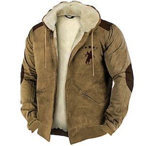 Graphic Prints Cowboy Daily Classic Casual Men's 3D Print Hoodie Jacket Fleece Jacket Outerwear Holiday Vacation Going out Hoodies Light Brown Blue Brown Hooded Fleece Winter Designer Lightinthebox