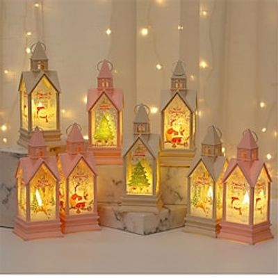 Christmas Decorative Pendant LED Electronic Candle Castle Wind Light Night Light Party Prop Desktop Decoration  1PC Lightinthebox