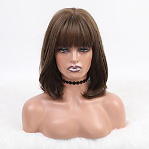 Cosplay Costume Wig Synthetic Wig Cosplay Wig Natural Straight Silky Straight Bob With Bangs Wig 12 inch 18 inch Dark Brown Synthetic Hair 16 inch Women's Cosplay Fashion Ombre Hair Ombre Mixed Color Lightinthebox