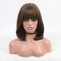 Cosplay Costume Wig Synthetic Wig Cosplay Wig Natural Straight Silky Straight Bob With Bangs Wig 12 inch 18 inch Dark Brown Synthetic Hair 16 inch Women's Cosplay Fashion Ombre Hair Ombre Mixed Color Lightinthebox - thumbnail