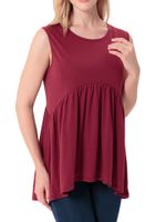 Casual Sleeveless Solid Color Pleated Women T-shirts