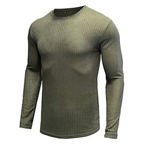 Men's T shirt Tee Tee Tee Top Long Sleeve Shirt Plain Pit Strip Crew Neck Street Vacation Long Sleeve Knit Clothing Apparel Fashion Designer Basic Lightinthebox