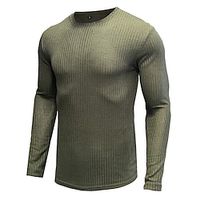 Men's T shirt Tee Tee Tee Top Long Sleeve Shirt Plain Pit Strip Crew Neck Street Vacation Long Sleeve Knit Clothing Apparel Fashion Designer Basic Lightinthebox - thumbnail
