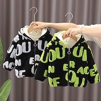 Toddler Boys Fleece Jacket Hoodie Jacket Outerwear Graphic Long Sleeve Coat Outdoor Adorable Daily Black (hooded) black (stand collar) Green (stand collar) Spring Fall 3-7 Years Lightinthebox - thumbnail
