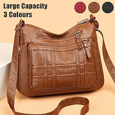 Women's Crossbody Bag Shoulder Bag Hobo Bag PU Leather Daily Holiday Travel Zipper Large Capacity Lightweight Solid Color Black Yellow Red Lightinthebox Women's Crossbody Bag Shoulder Bag Hobo Bag PU Leather Daily Holiday Travel Zipper Large Capacity Lightweight Solid Color Black Yellow Red Lightinthebox