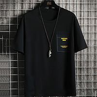 Men's Unisex Tee T shirt Hot Stamping Graphic Prints Letter Plus Size Print Short Sleeve Casual Tops Cotton Basic Fashion Designer Big and Tall White Black Light gray miniinthebox - thumbnail