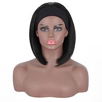 Headband Wig Synthetic Straight Bob Wigs For Black Women Wigs Short Headband Hair With Scarf Glueless No Colored Headband miniinthebox - thumbnail